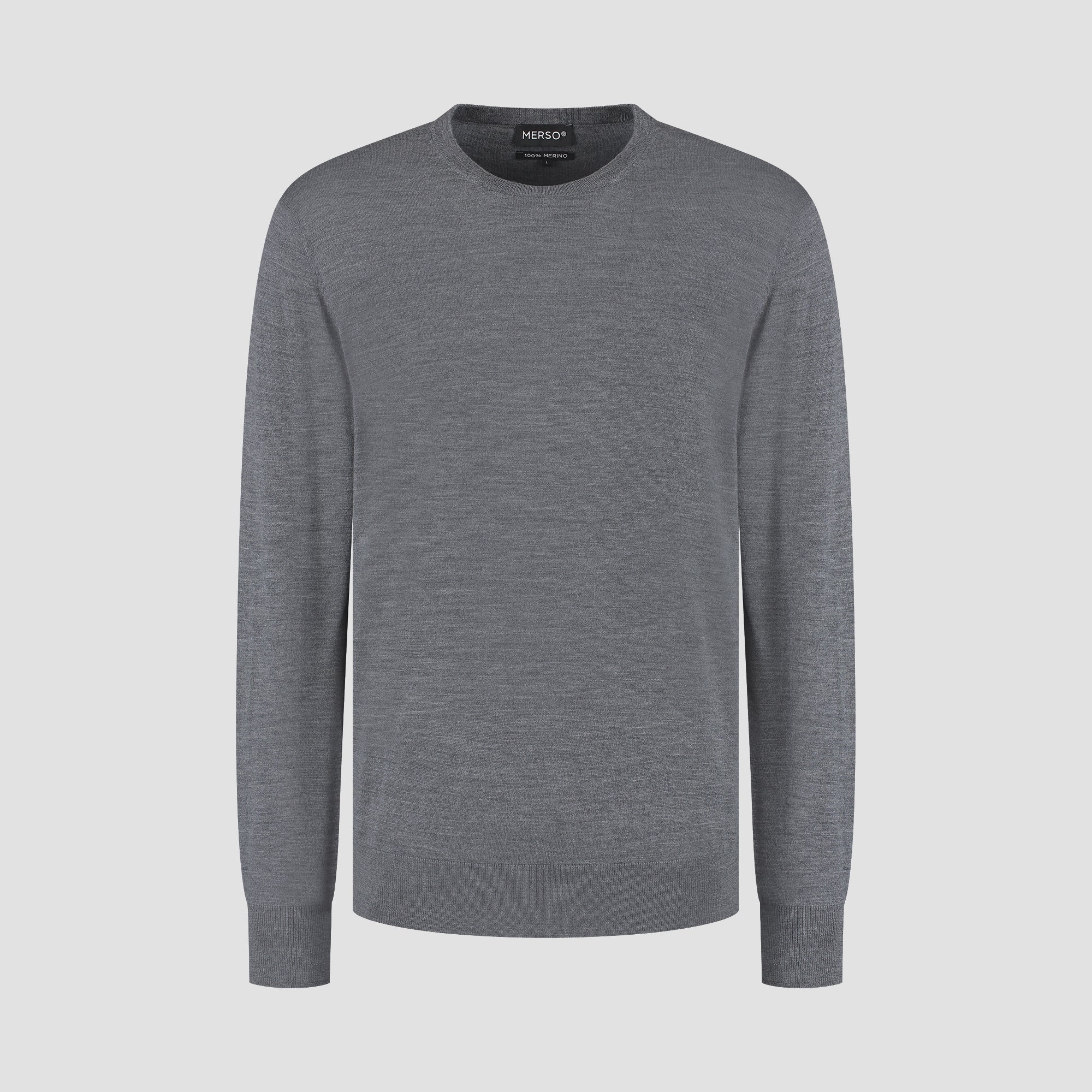 Crew Neck 100% Merino - Storm Grey