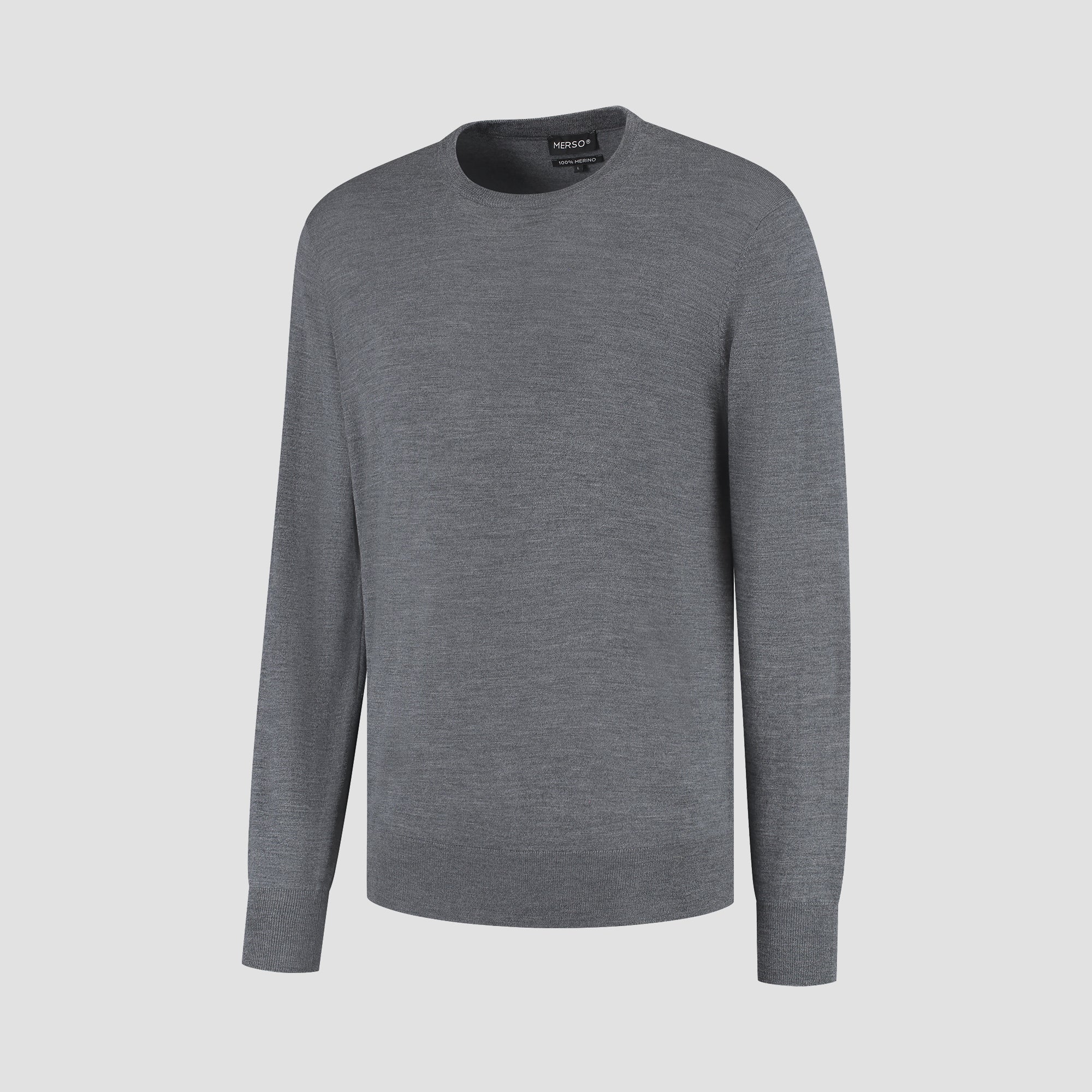 Crew Neck 100% Merino - Storm Grey
