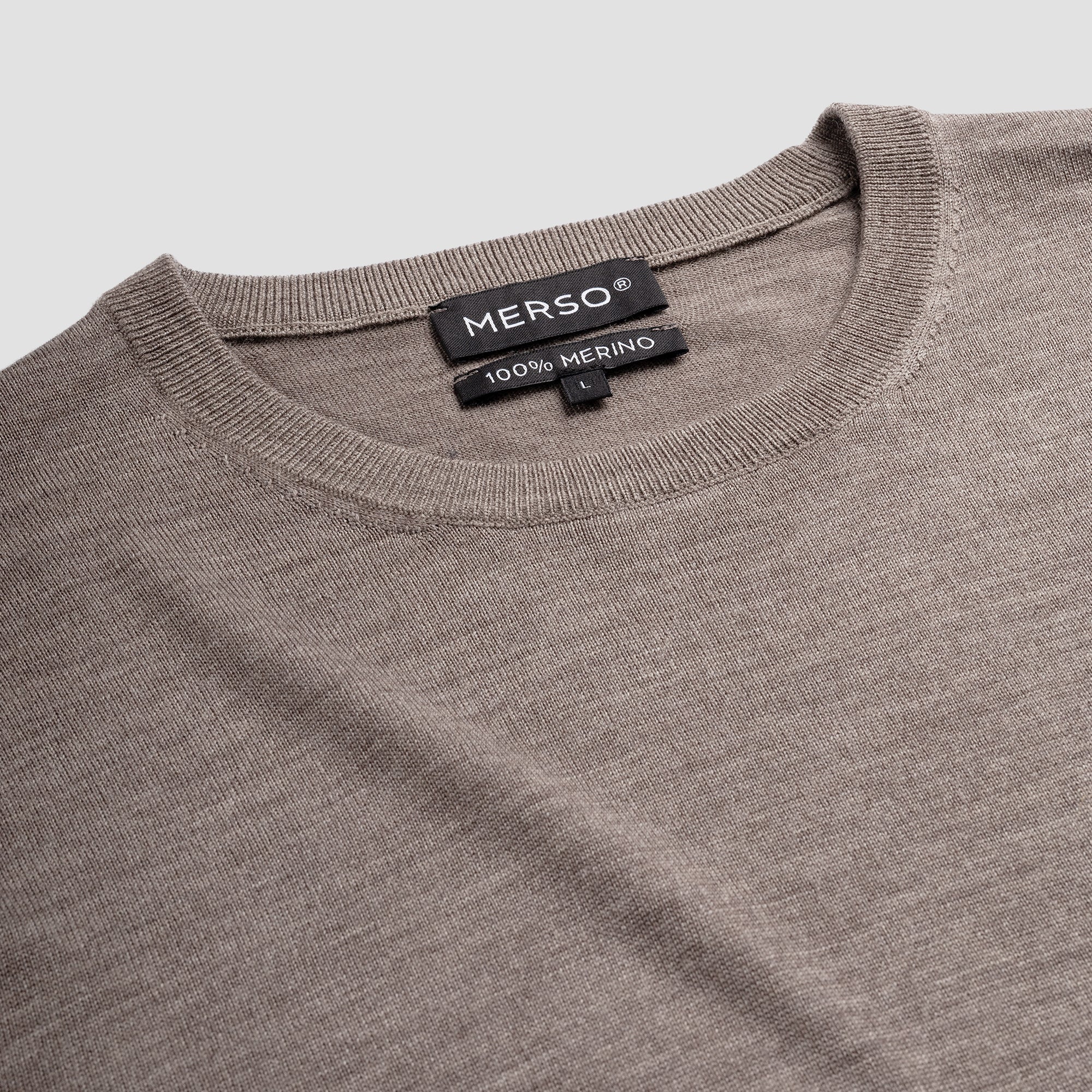 Crew Neck 100% Merino - Oak Brown