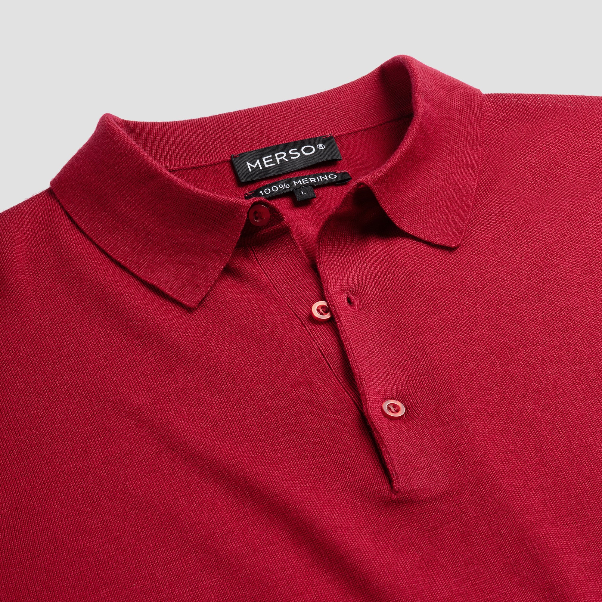 Polo Long Sleeve 100% Merino - Pepper Red