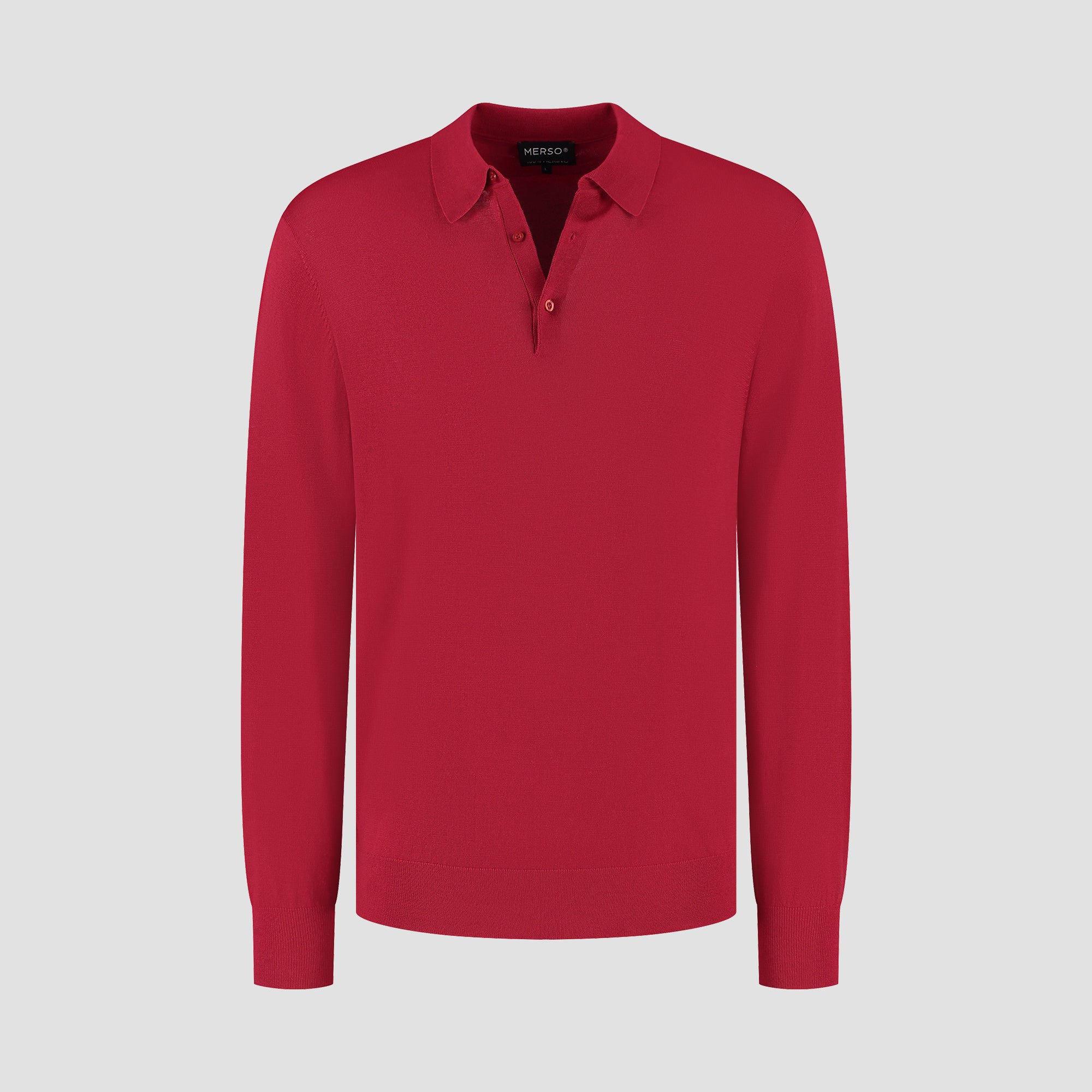 Polo Long Sleeve 100% Merino - Pepper Red