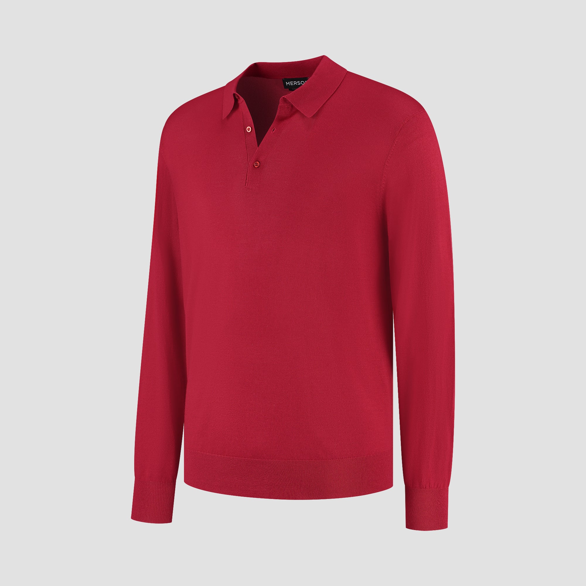 Polo Long Sleeve 100% Merino - Pepper Red