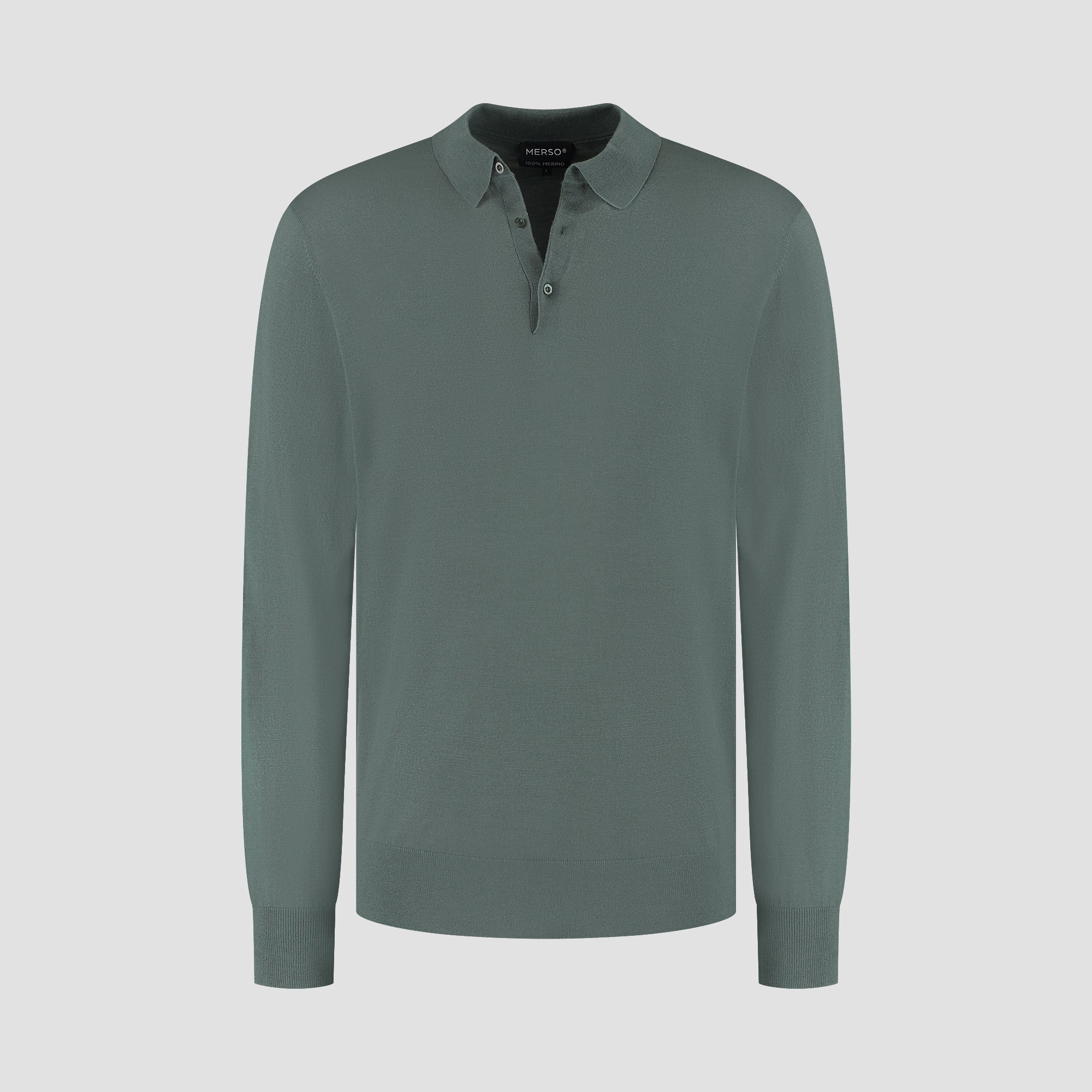 Polo Long Sleeve 100% Merino - Fernstone green