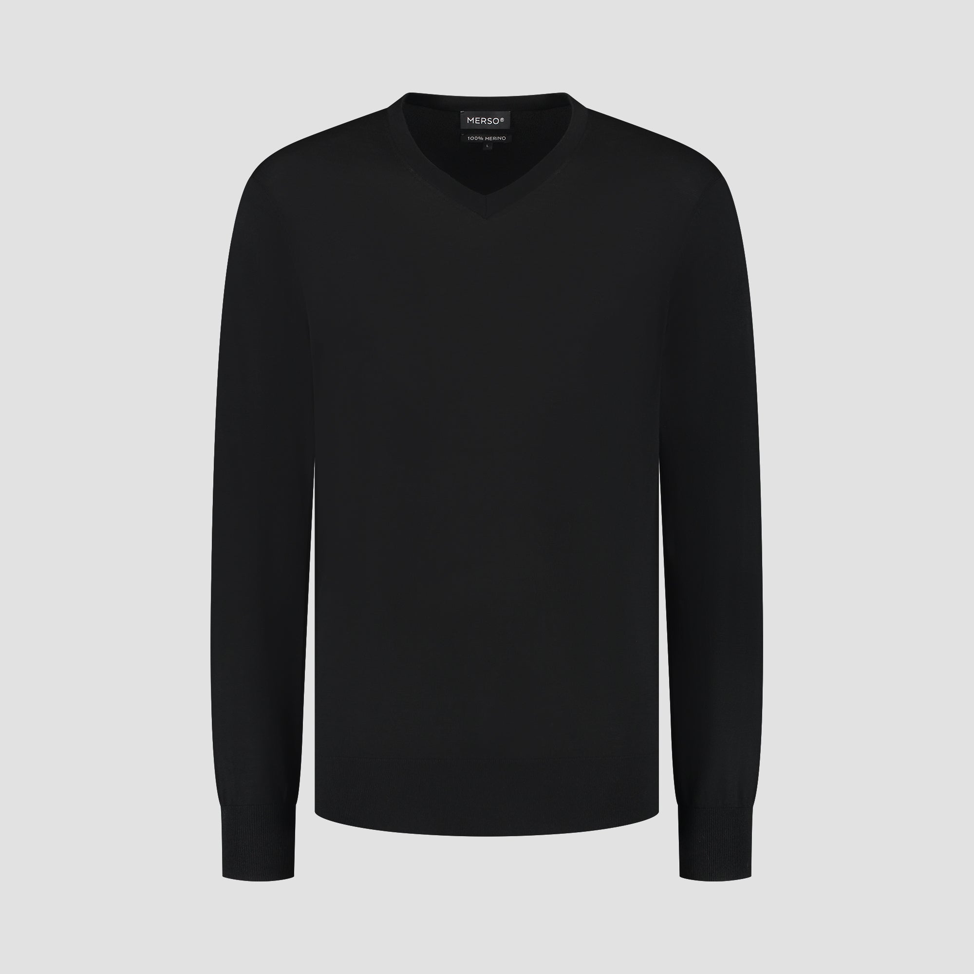 V Neck 100% Merino - Basalt Black