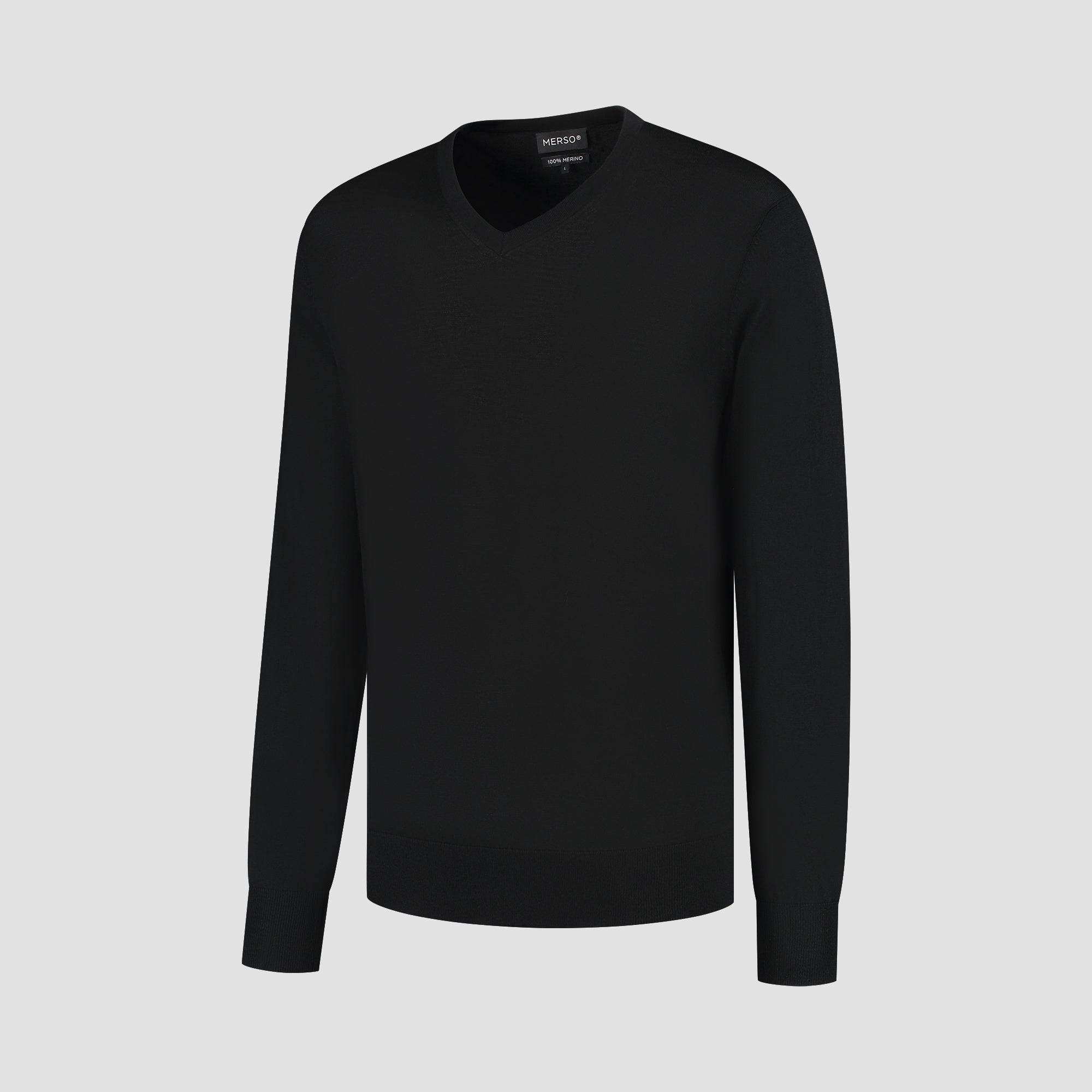 V Neck 100% Merino - Basalt Black