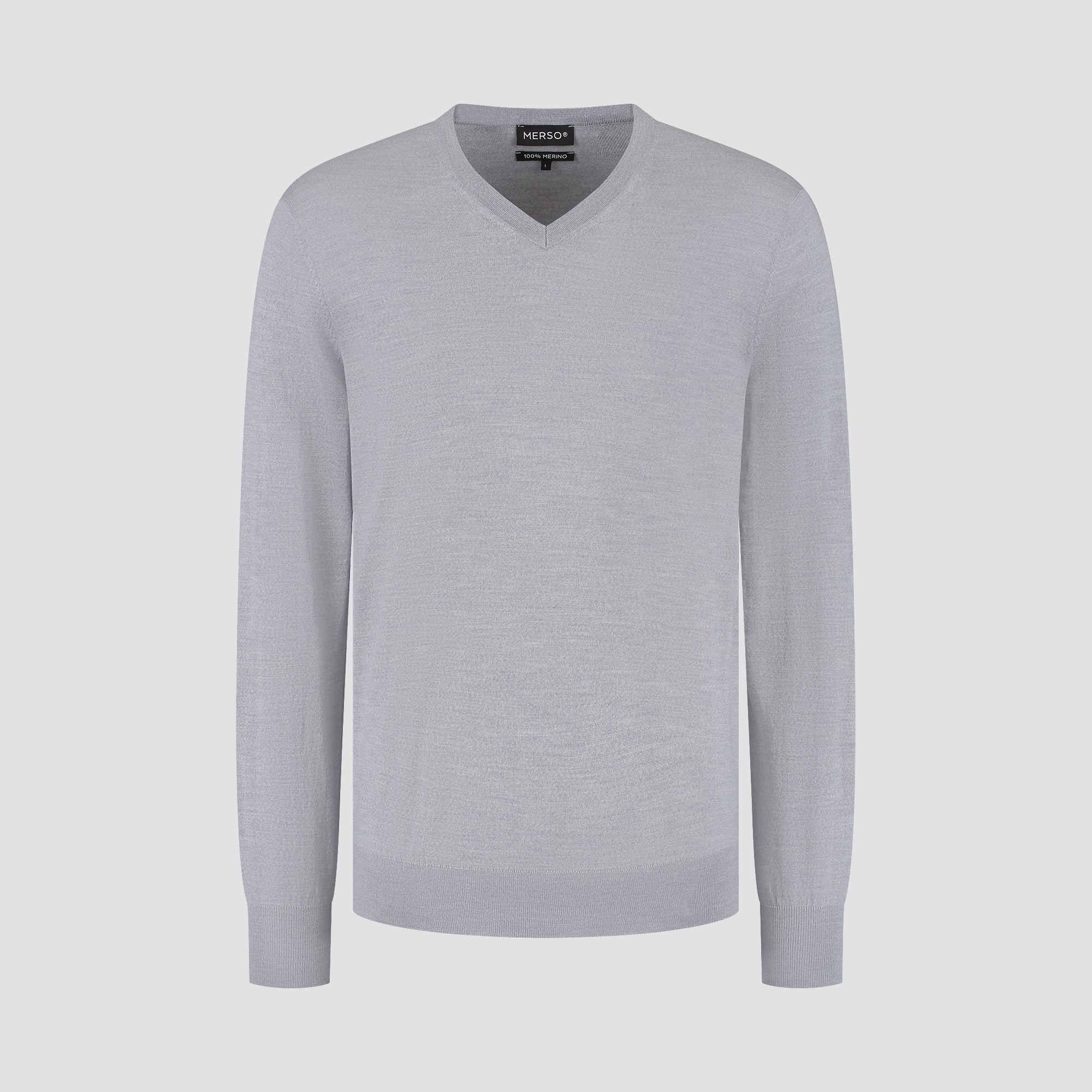V Neck 100% Merino - Moonstone Grey