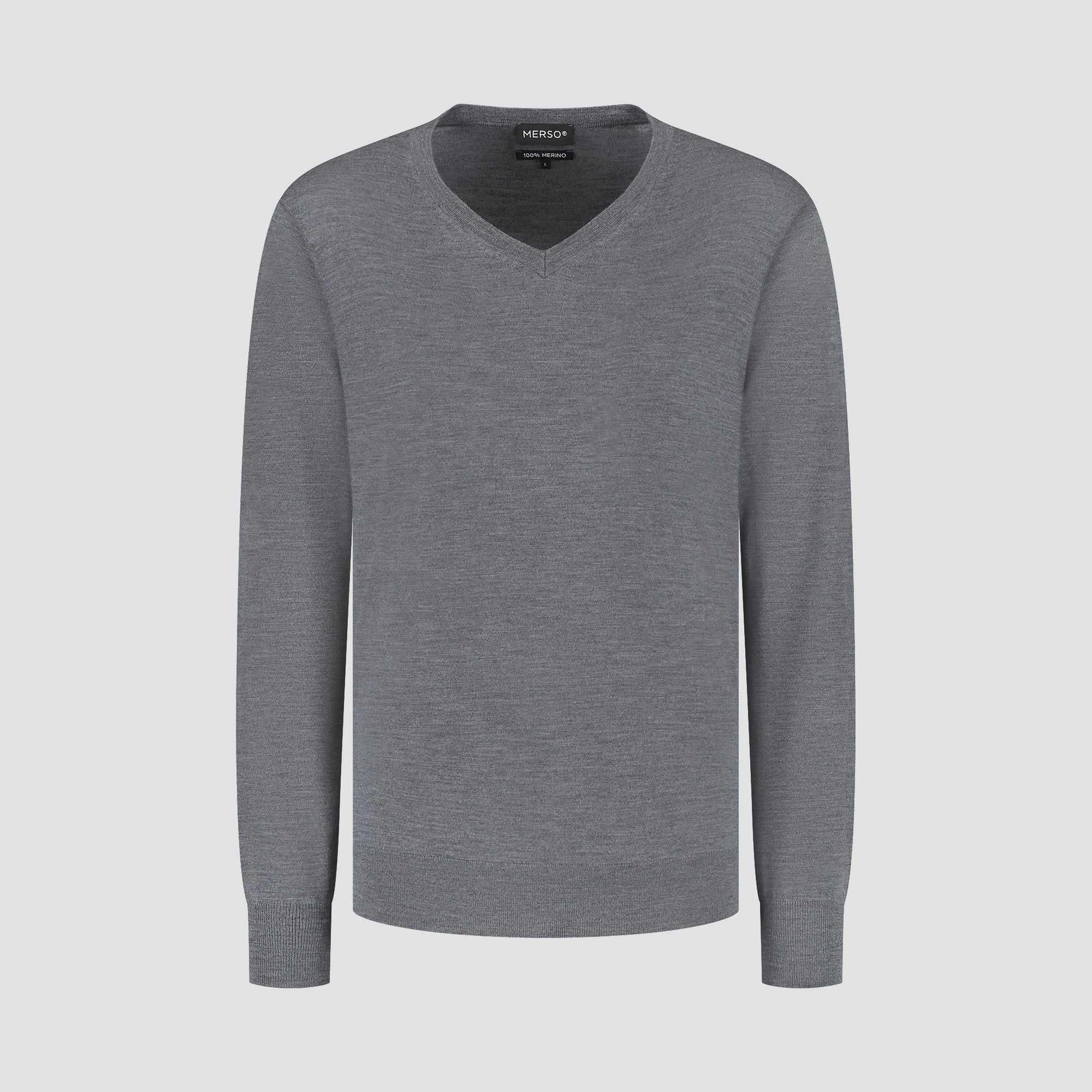 V Neck 100% Merino - Storm Grey