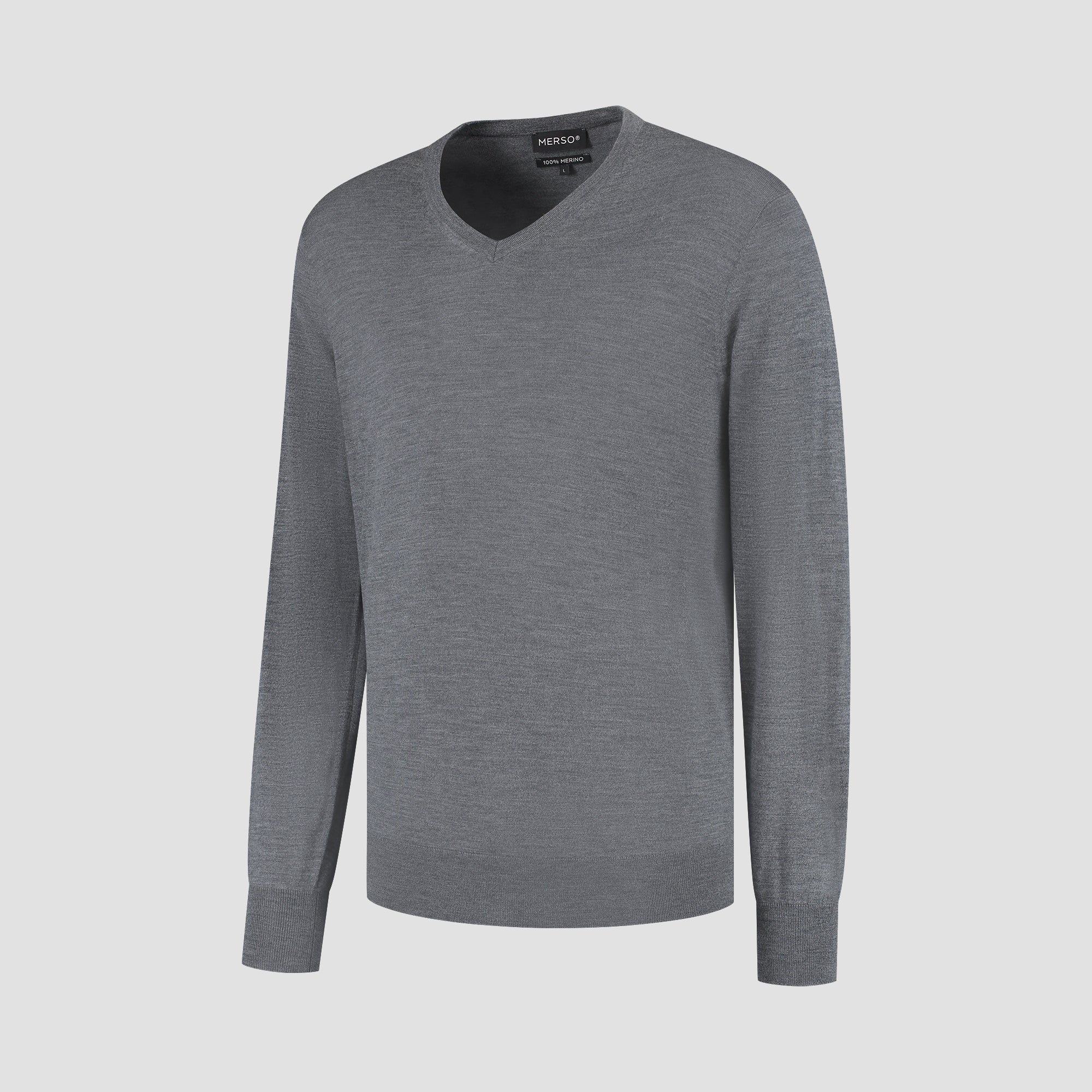 V Neck 100% Merino - Storm Grey