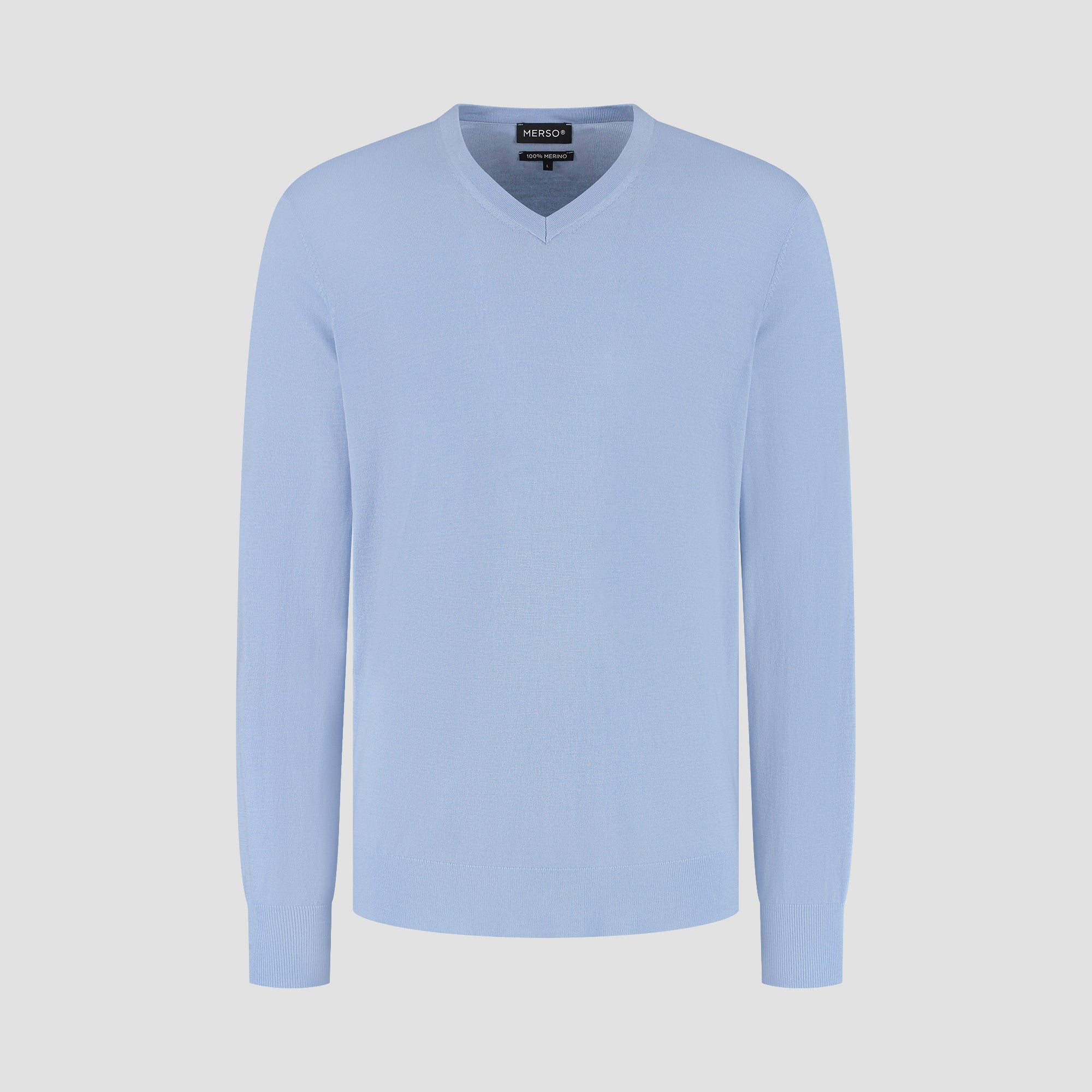V Neck 100% Merino - Alpine Blue