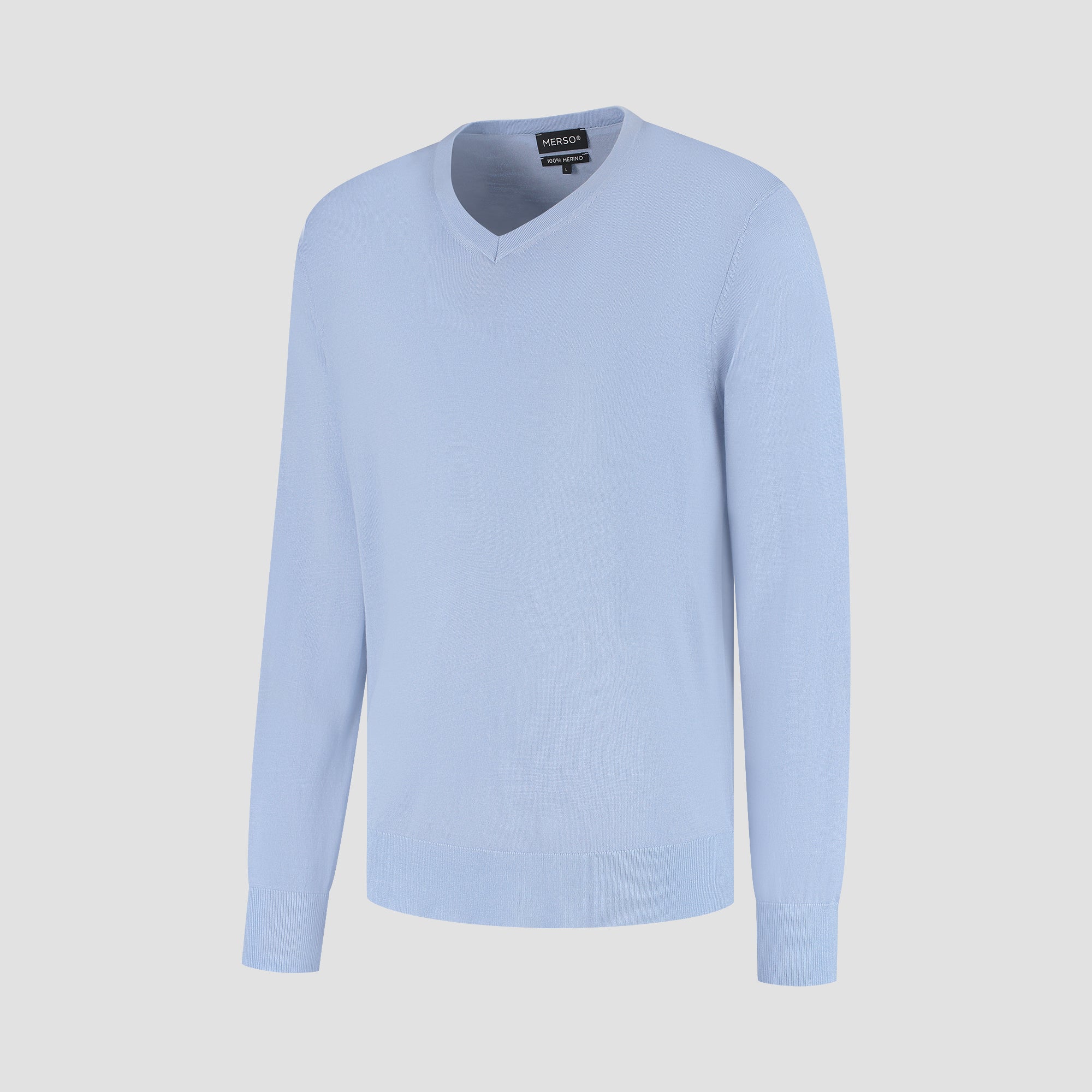 V Neck 100% Merino - Alpine Blue