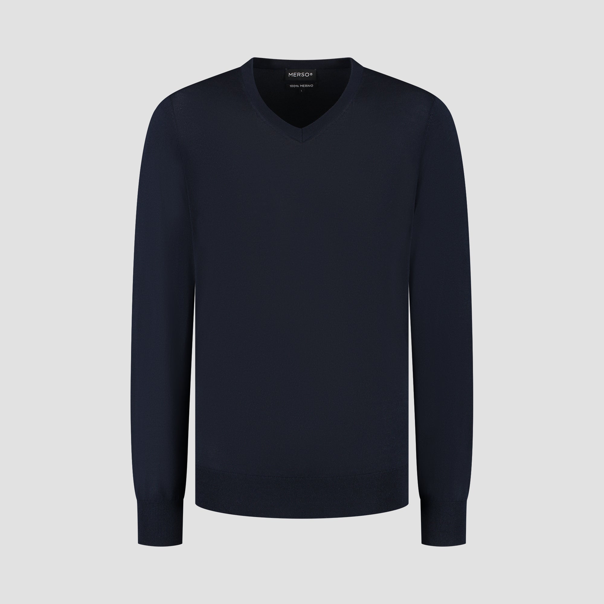 V Neck 100% Merino - Navy Blue