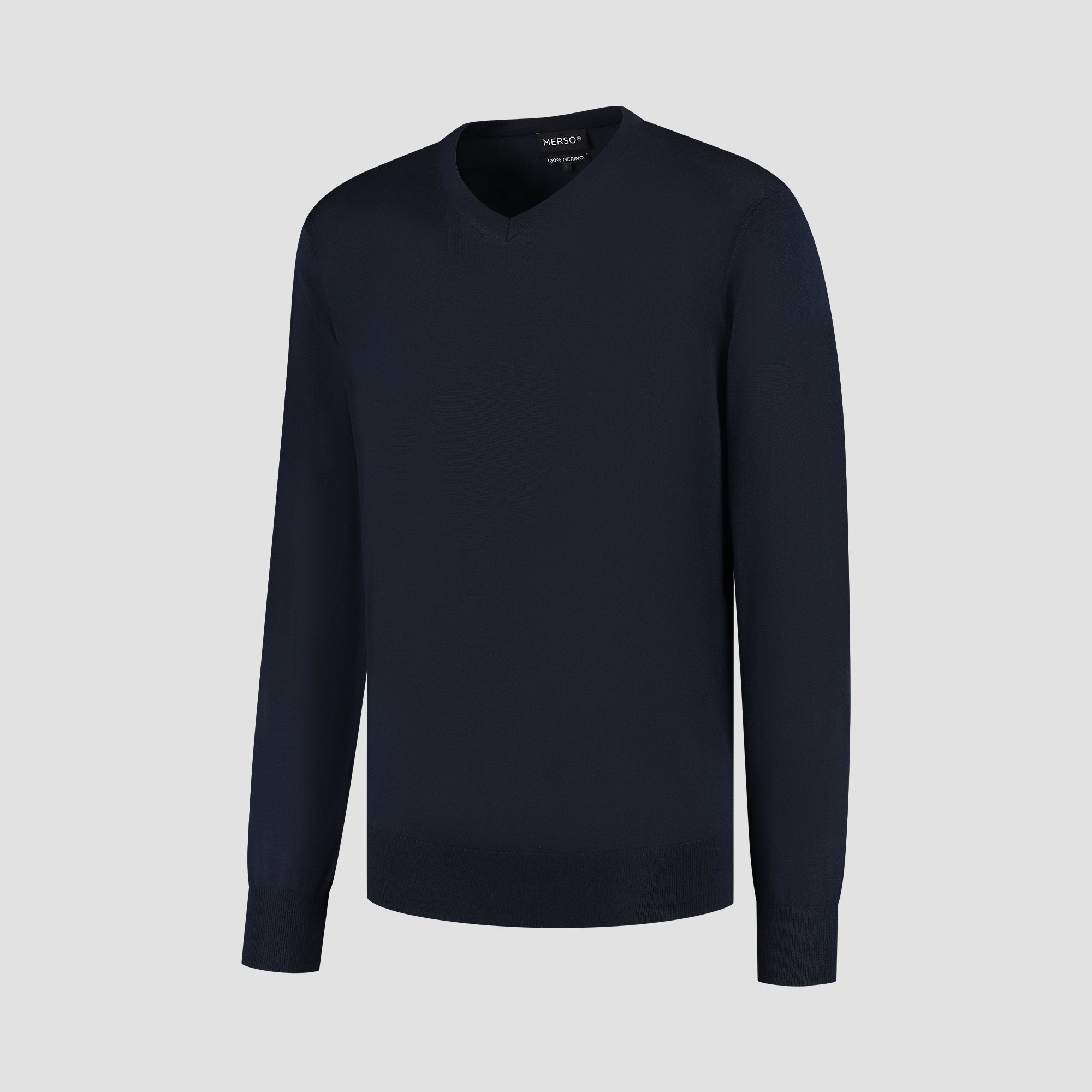 V Neck 100% Merino - Navy Blue
