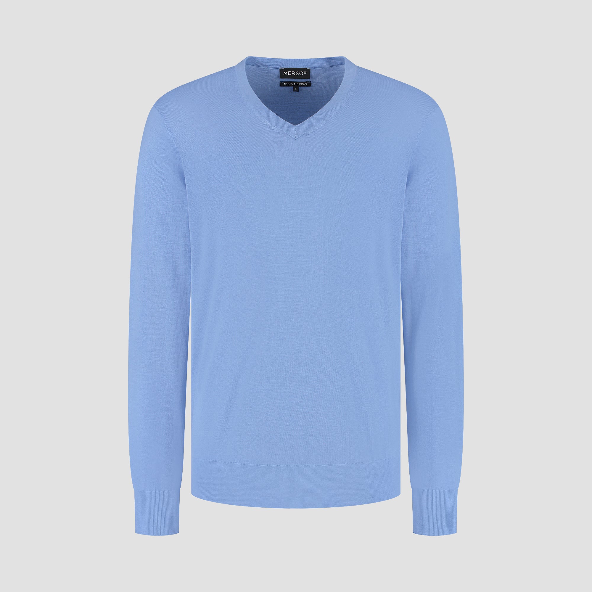 V Neck 100% Merino - Amalfi Blue
