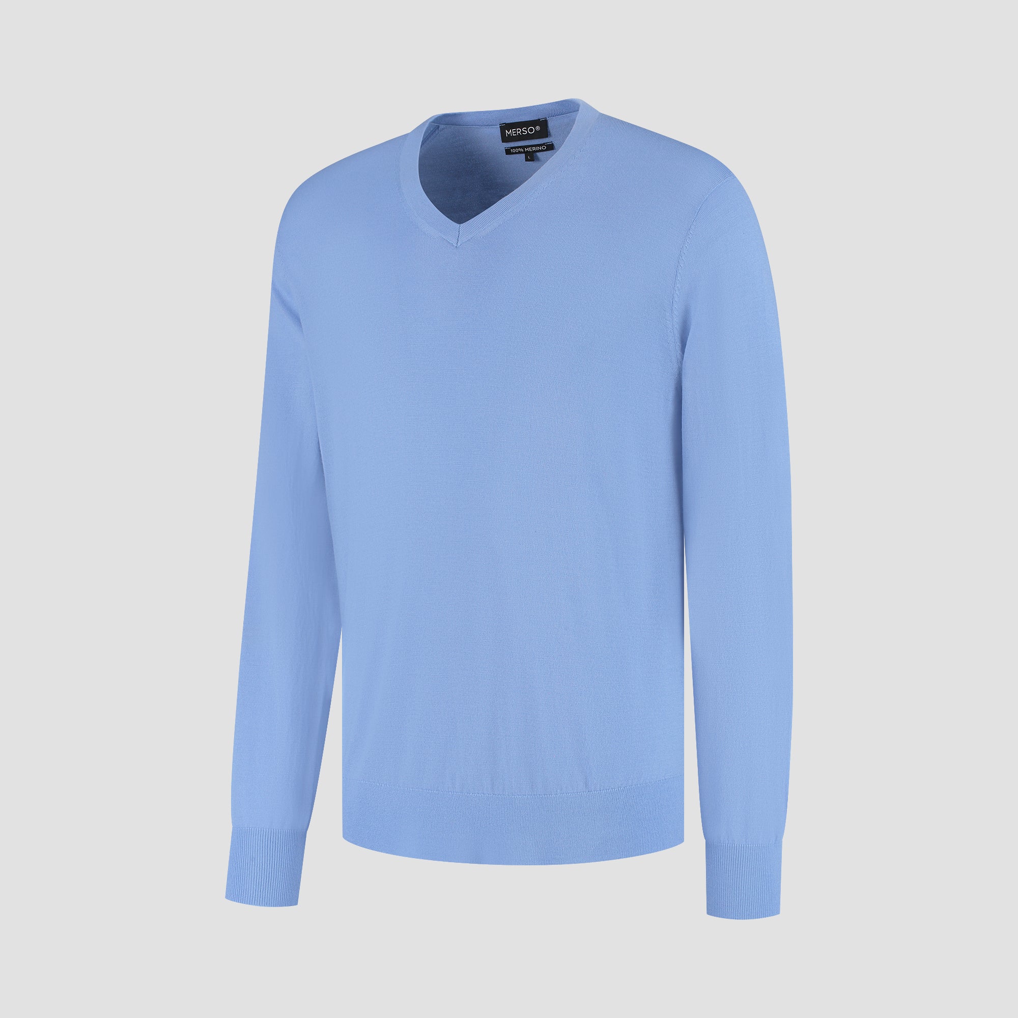 V Neck 100% Merino - Amalfi Blue