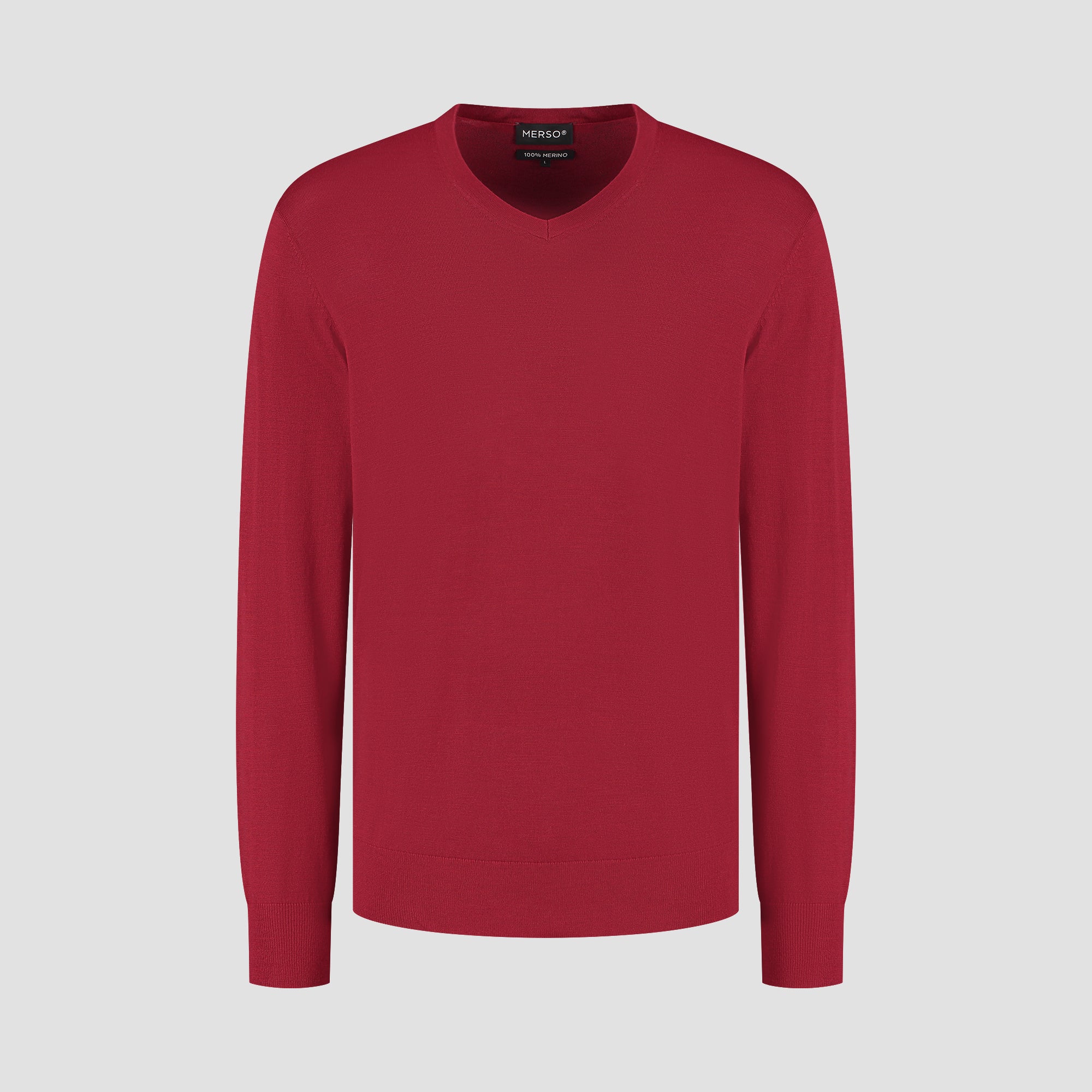 V Neck 100% Merino - Ember Red