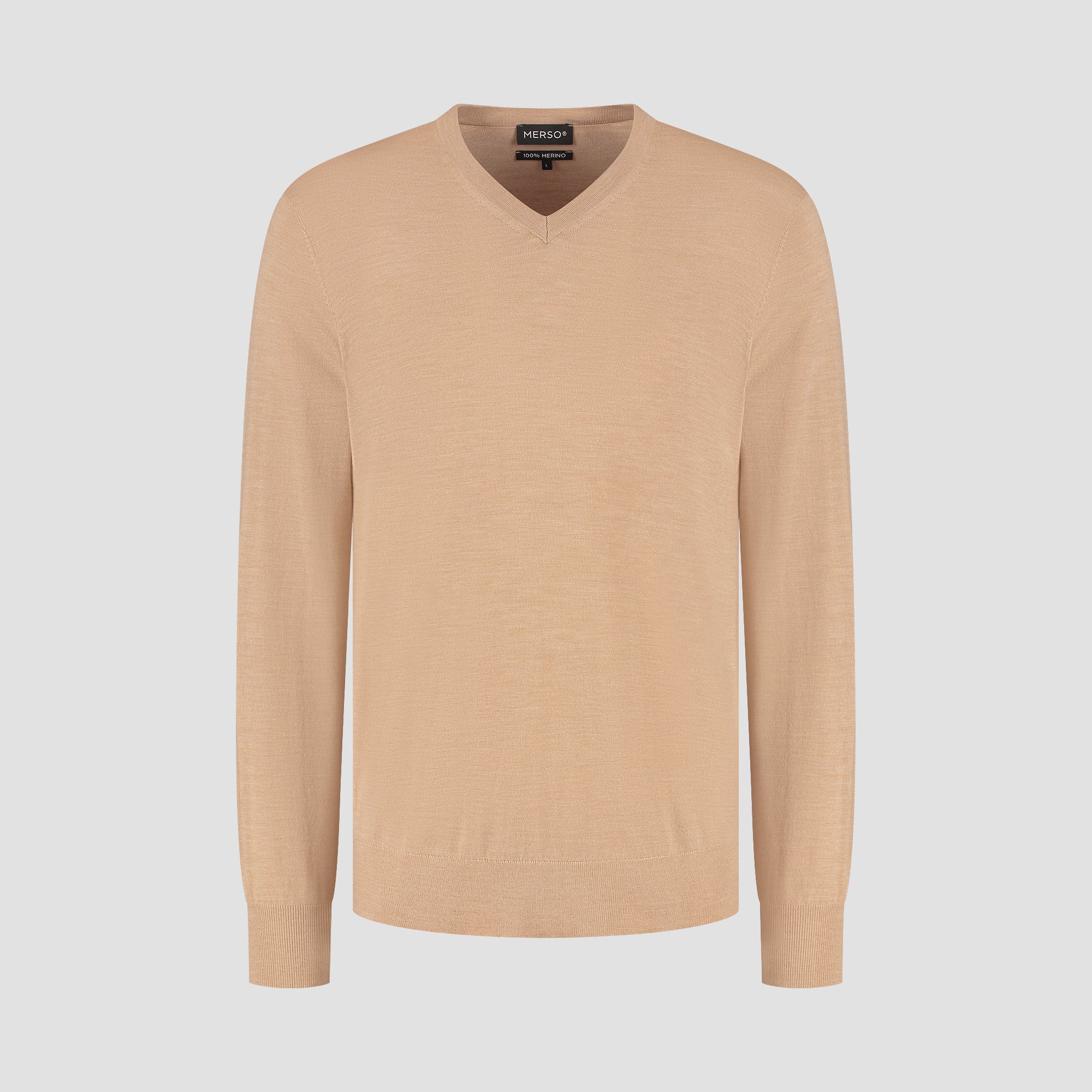 V Neck 100% Merino - Sahara Sand