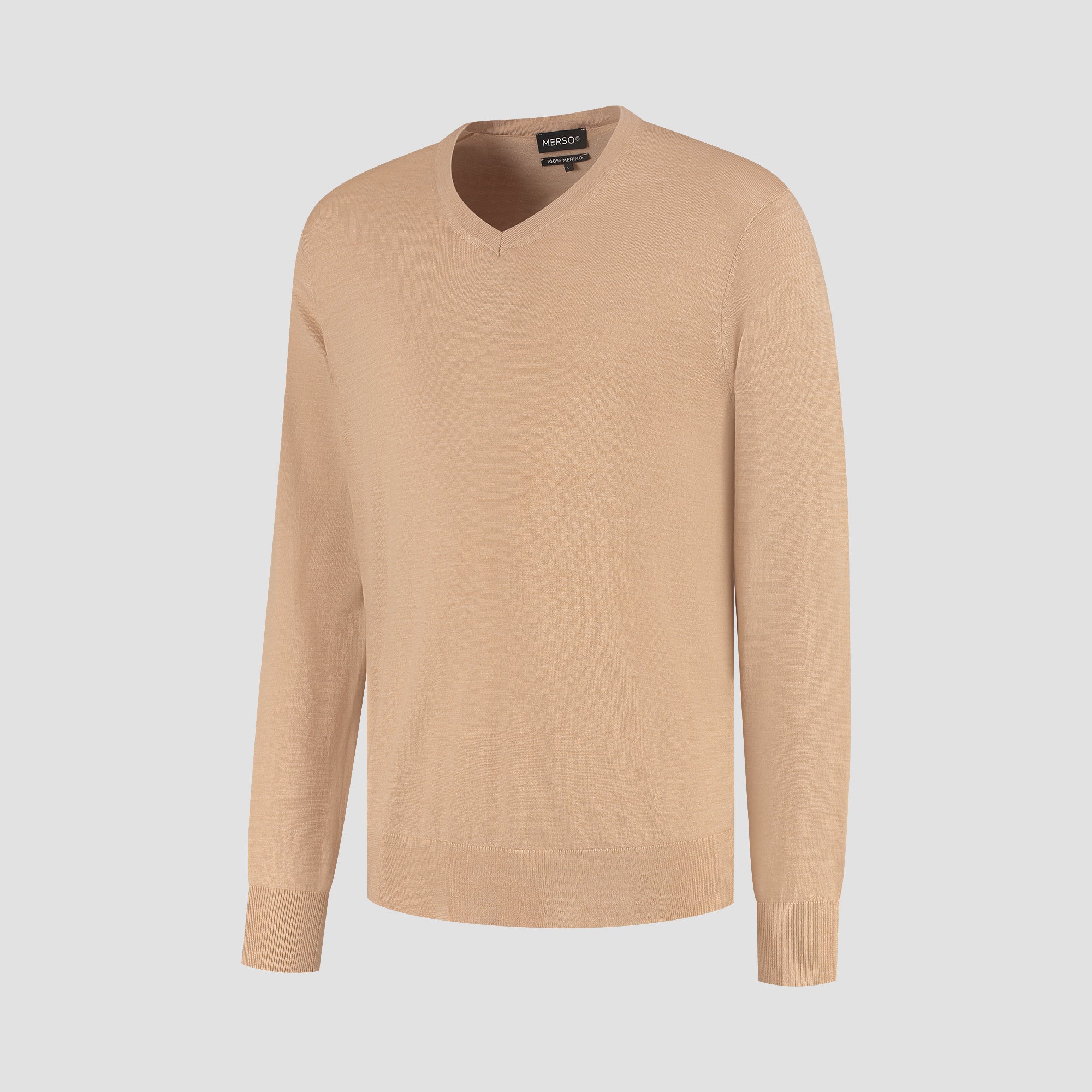 V Neck 100% Merino - Sahara Sand