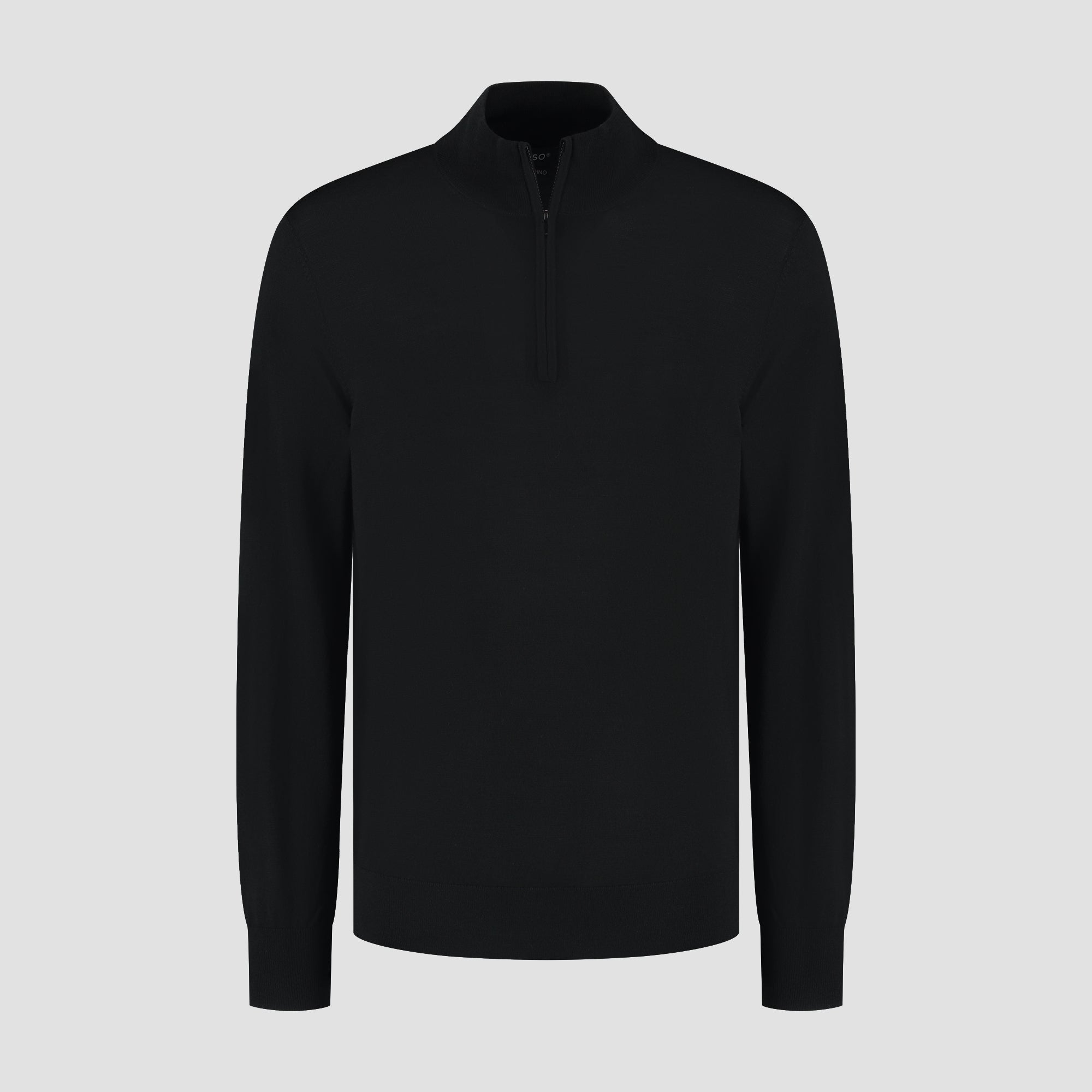 Zip Neck 100% Merino - Basalt Black