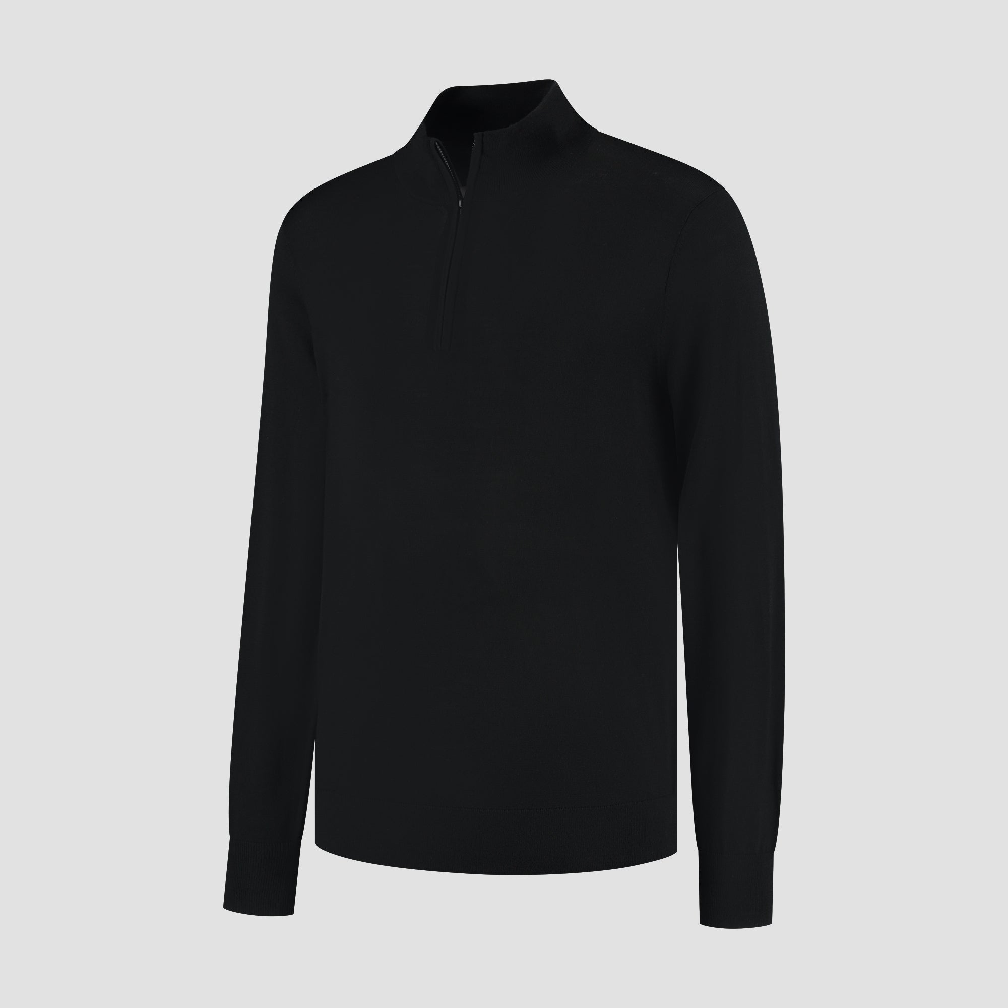 Zip Neck 100% Merino - Basalt Black
