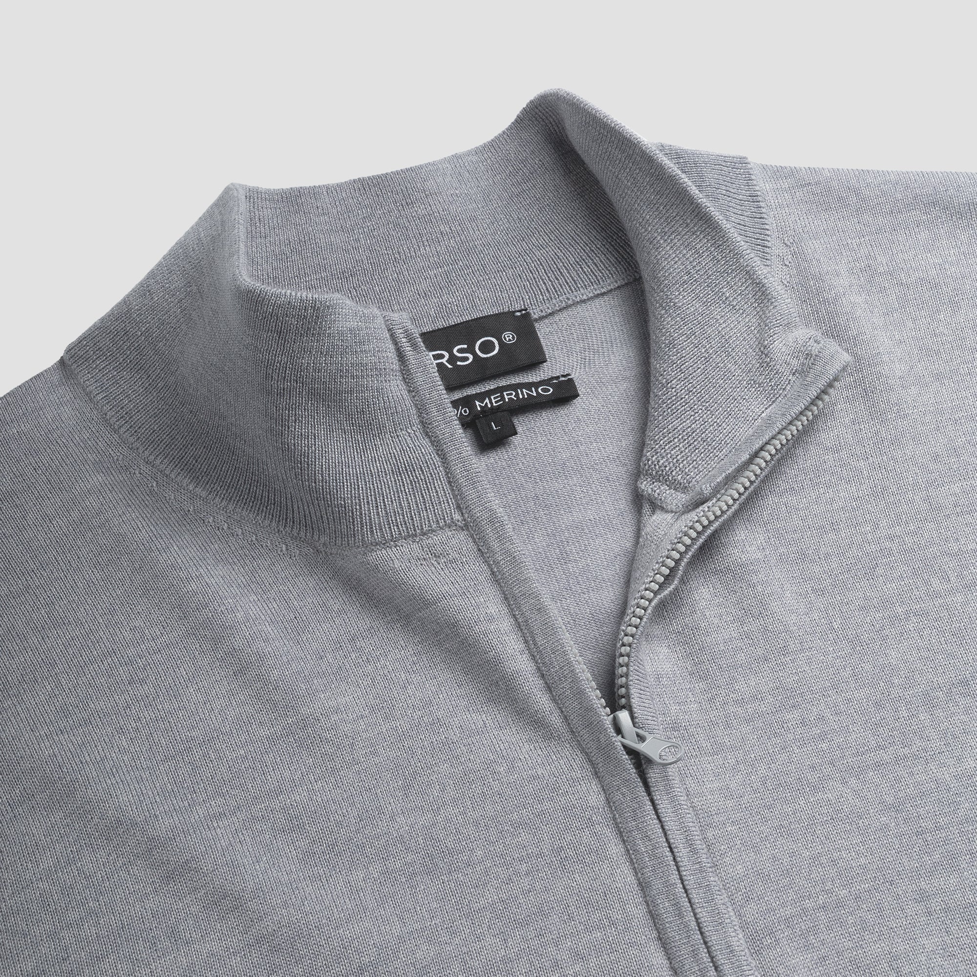 Zip Up 100% Merino - Moonstone Grey