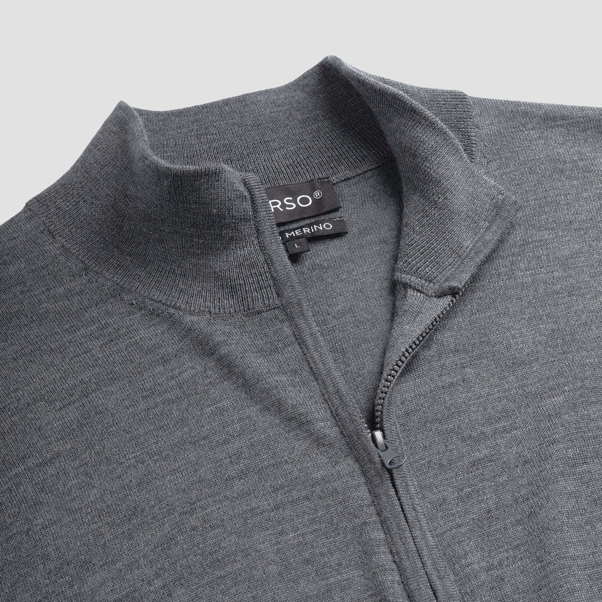 Zip Up 100% Merino - Storm Grey