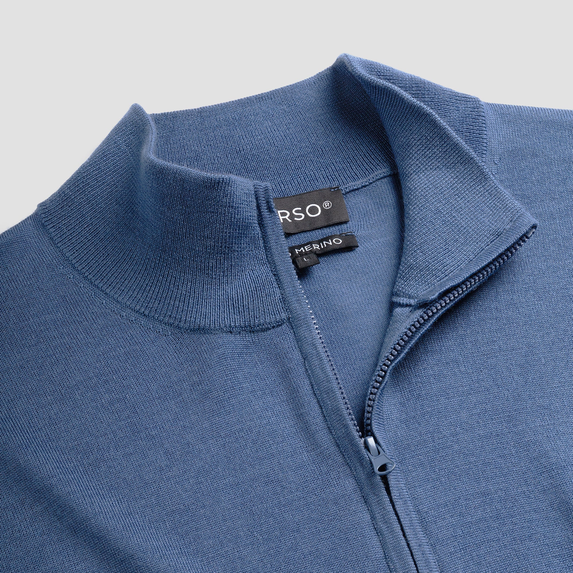 Zip Up 100% Merino - Pacific Blue