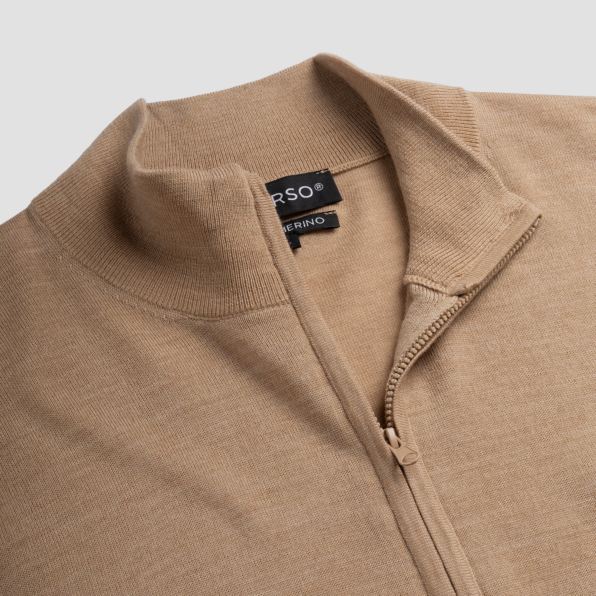 Zip Up 100% Merino - Sahara Sand