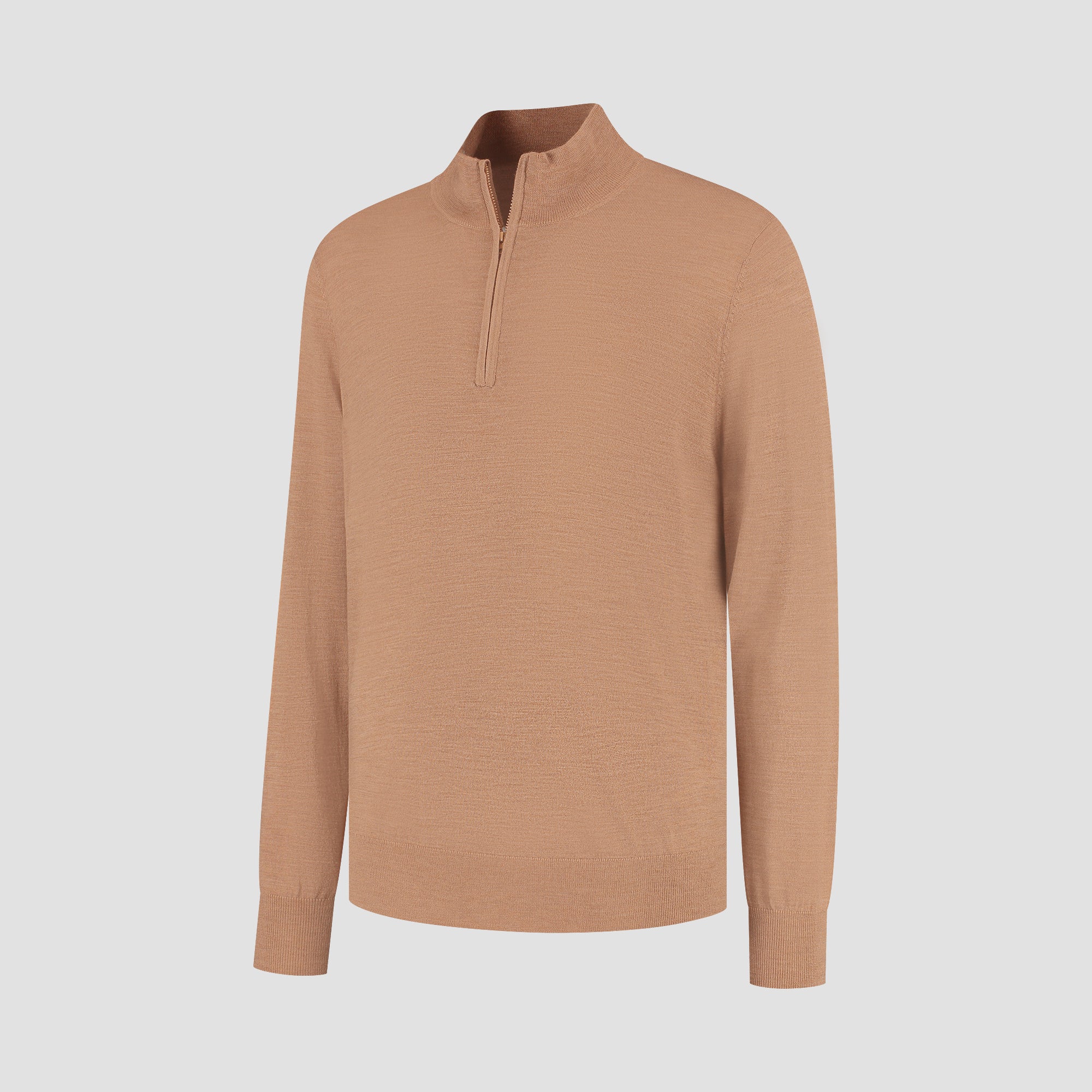 Zip Up 100% Merino  - Tuscan Camel