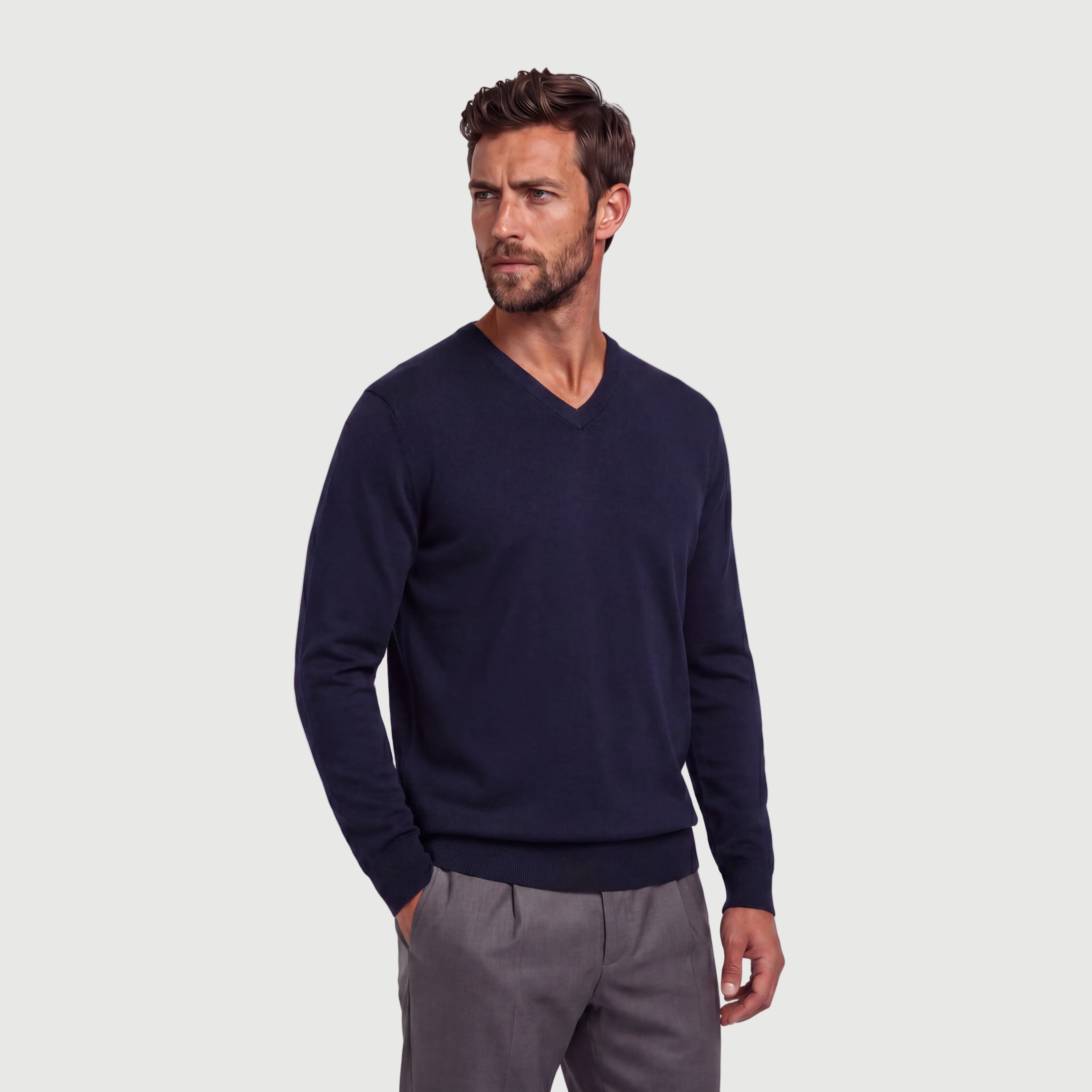 V Neck Navy Blue