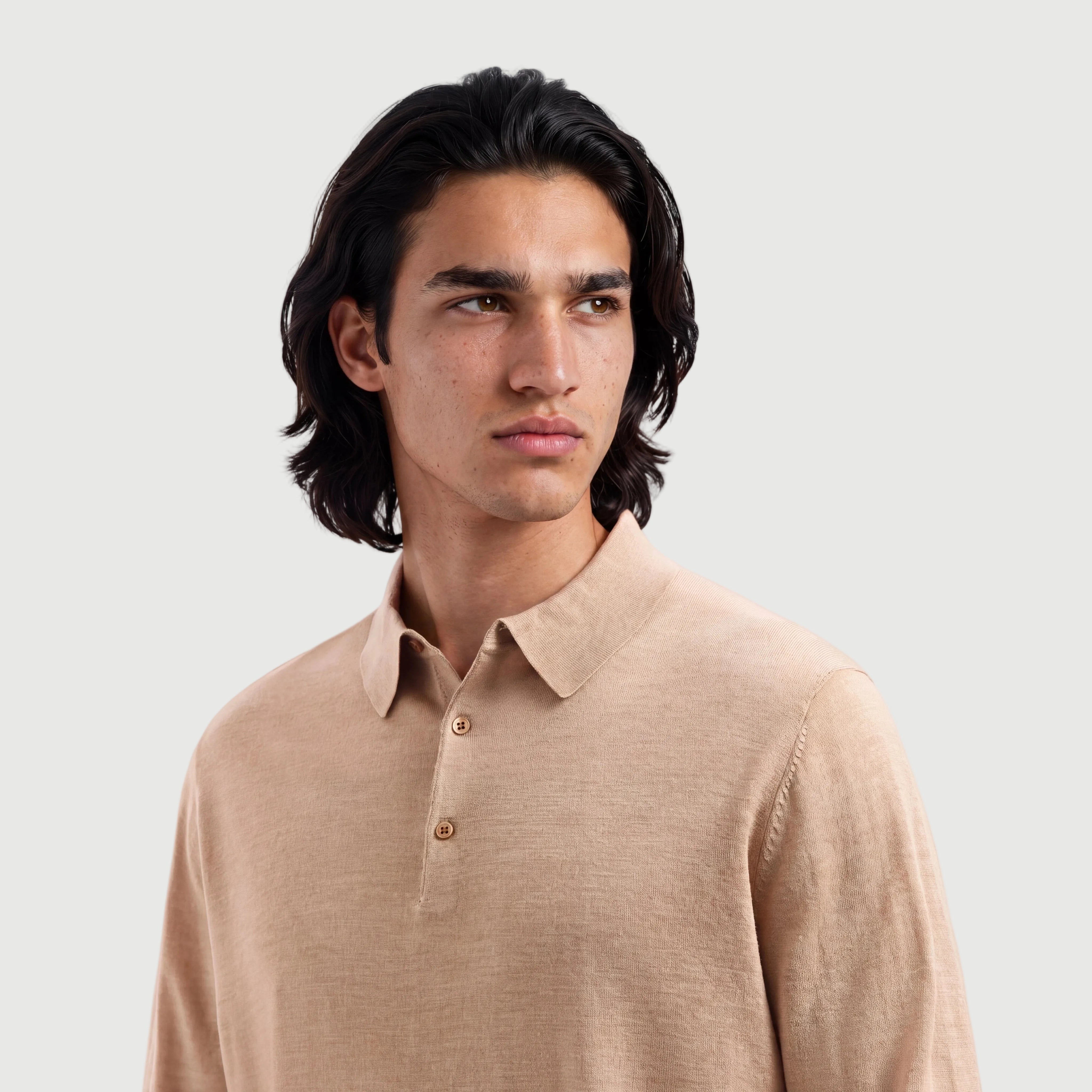 Polo Long Sleeve Sahara Sand