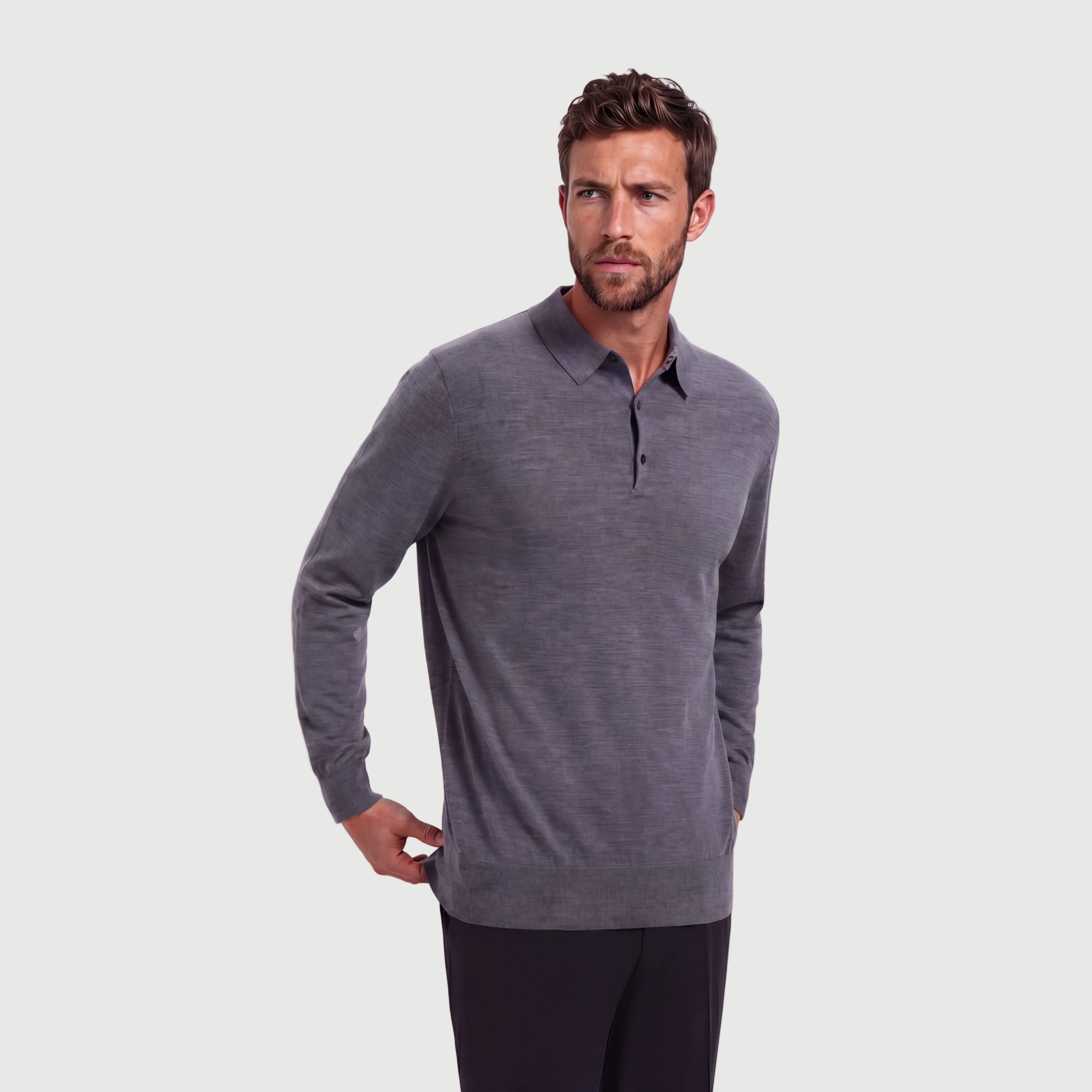 Polo Long Sleeve Storm Grey