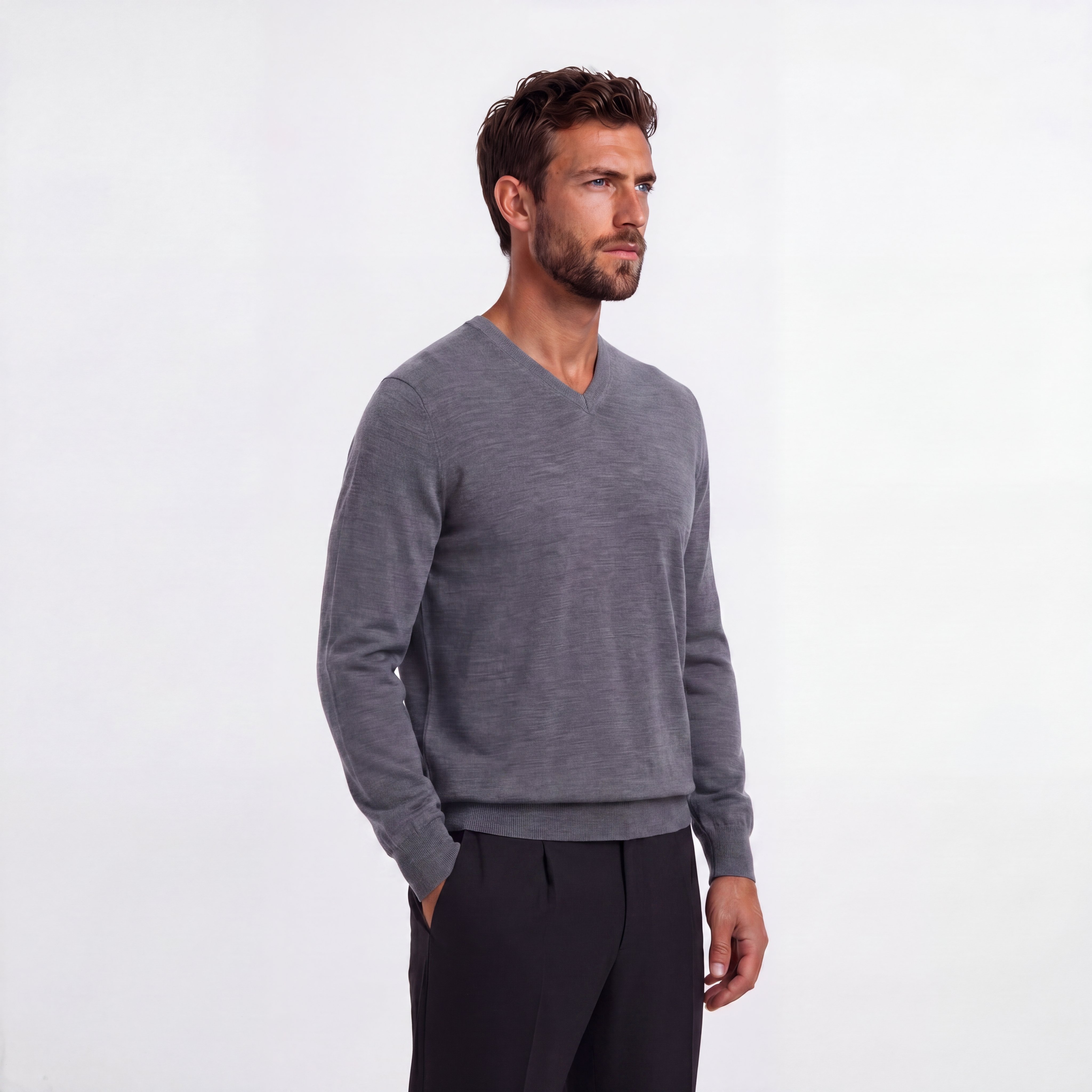 V Neck Storm Grey